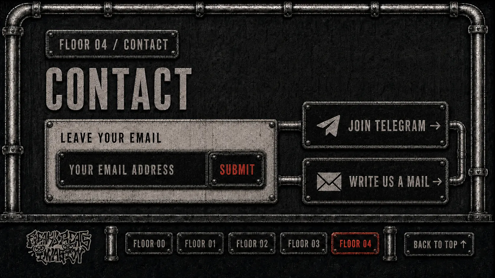 Floor 04 Contact mit E-Mail, Telegram und Navigation